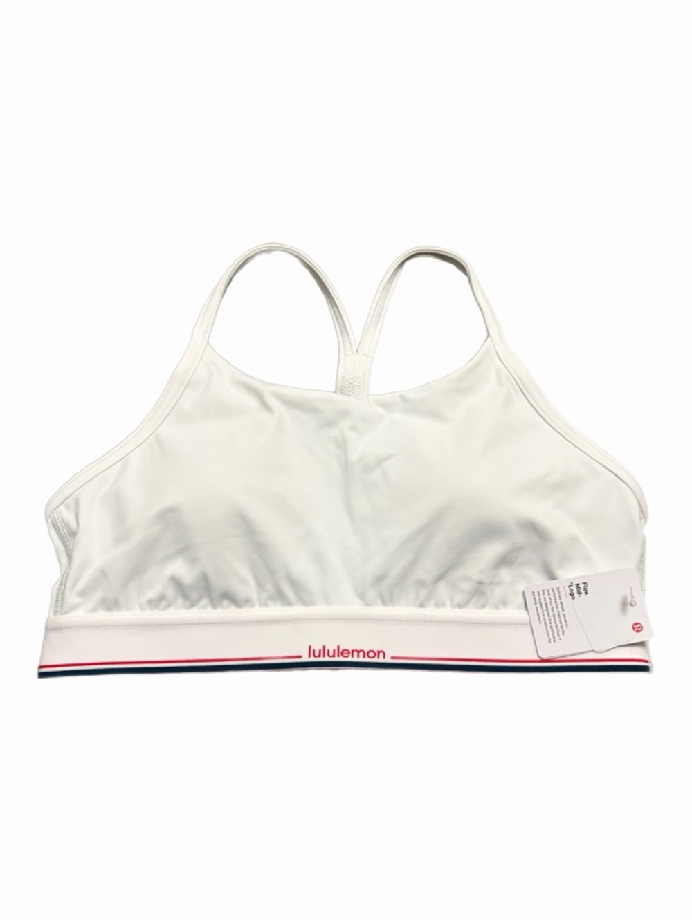 NWT Lululemon Flow Y Mid-Support Longline Bra *Logo B/C Cup (White) Size 8
